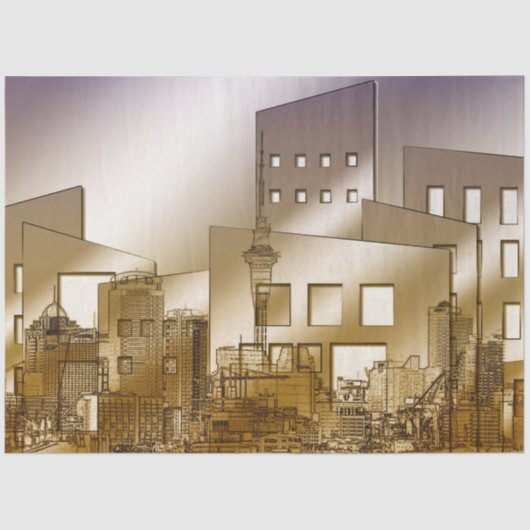 Papier Mousseline Modèle de ville 2 Document de fond de découpage (Recto)