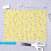 Papier Mousseline Modèle Flamingo d'été jaune (Artisanat)