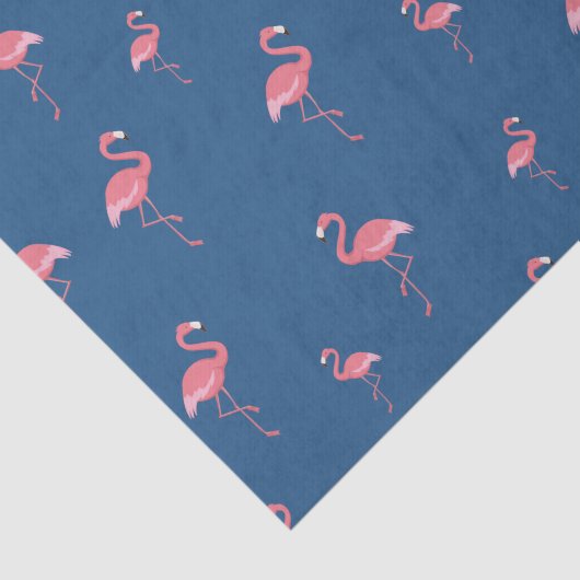 Papier Mousseline modèle flamingo rose sur bleu (Détail)