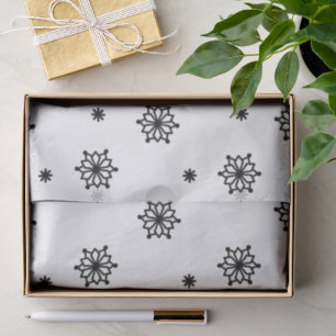 Papier Mousseline Modèle flocon de neige noir et blanc
