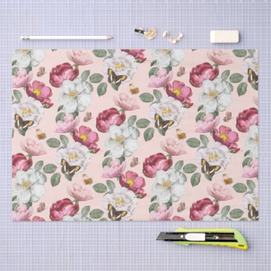 Papier Mousseline Modèle floral (Artisanat)