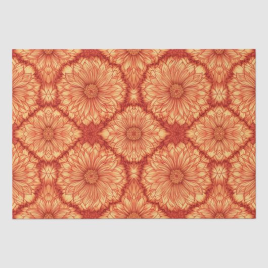 PAPIER MOUSSELINE MODÈLE FLORAL BOHO ROUGE (Recto)