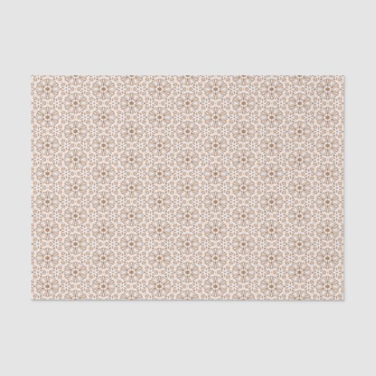 Papier Mousseline Modèle floral Brown et blanc (Recto)
