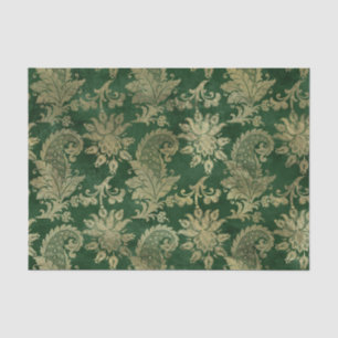 Papier Mousseline Modèle floral Celtic Green Gold Paisley