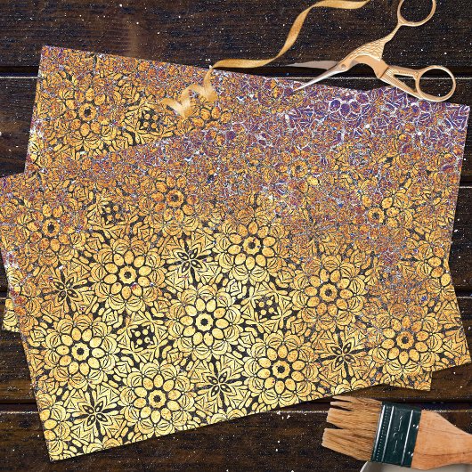 Papier Mousseline Modèle floral de Damas géométriques texturées roui