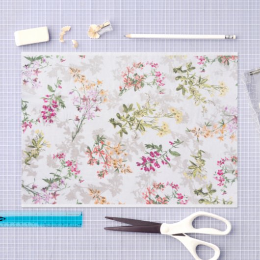 Papier Mousseline Modèle floral doux (Artisanat)