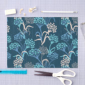 Papier Mousseline Modèle Floral Hydrangea stylisé - Bleu élégant (Artisanat)