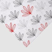 Papier Mousseline Modèle floral moderne rouge et gris (Détail)