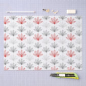 Papier Mousseline Modèle floral moderne rouge et gris (Artisanat)
