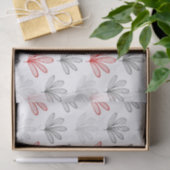 Papier Mousseline Modèle floral moderne rouge et gris (Cadeau)