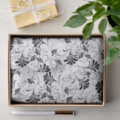 Papier Mousseline Modèle floral noir et blanc (Cadeau)