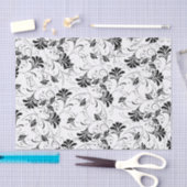 Papier Mousseline Modèle floral noir et blanc (Artisanat)