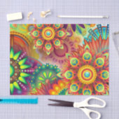 Papier Mousseline Modèle floral psychédélique (Artisanat)