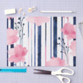 Papier Mousseline Modèle floral rayé moderne (Artisanat)