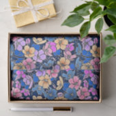 Papier Mousseline Modèle floral stylistique 46 (Cadeau)