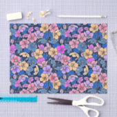 Papier Mousseline Modèle floral stylistique 46 (Artisanat)