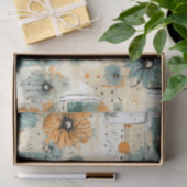 Papier Mousseline Modèle floral vintage (3) (Cadeau)