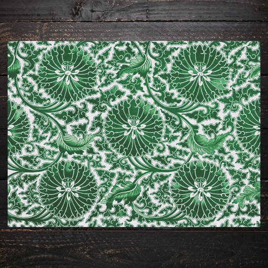 Papier Mousseline Modèle floral vintage vert