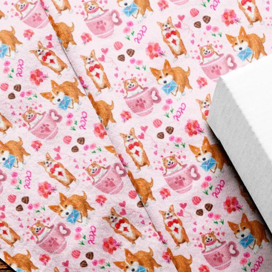 Papier Mousseline Modèle Joyeuse Saint-Valentin Corgi