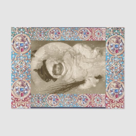 PAPIER MOUSSELINE MODÈLE PHOTO D'HIVER, ANGES, BIJOUX PRÉCIEUX, GÈME (Recto)