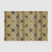 Papier Mousseline Modèle Royal Oriental Gold Damask de luxe sur noir (Recto)