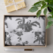 Papier Mousseline Modèle vintage de floraison noire (Cadeau)