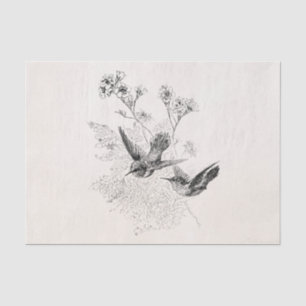 Papier Mousseline Modèle vintage d'oiseaux d'antiquité de colibri
