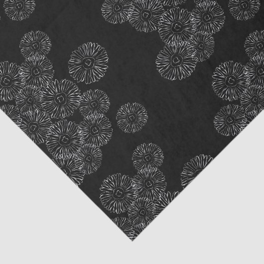 Papier Mousseline Modern Black and White Boho Chic Daisy Pattern (Détail)