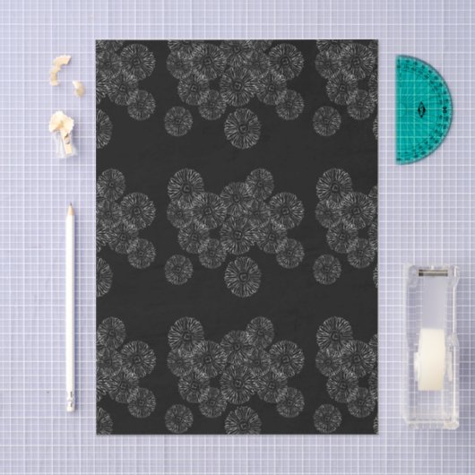 Papier Mousseline Modern Black and White Boho Chic Daisy Pattern (Artisanat)