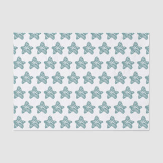 Papier Mousseline Modern Blue Star Sketch Pattern