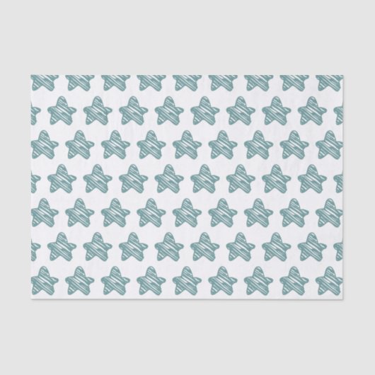 Papier Mousseline Modern Blue Star Sketch Pattern (Recto)