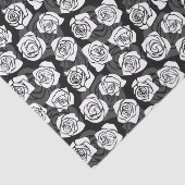 Papier Mousseline Modern Chic Black and White Rose Flower Pattern (Détail)