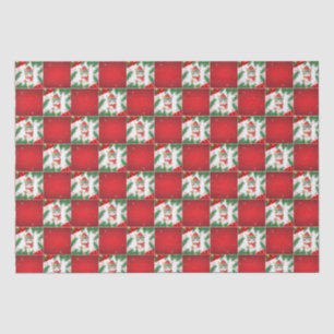 Papier Mousseline Modern Cute chat Père Noël Xmas Holly vérificateur