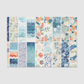 Papier Mousseline Modern Japanese Indigo Pattern Collage Sampler (Recto)