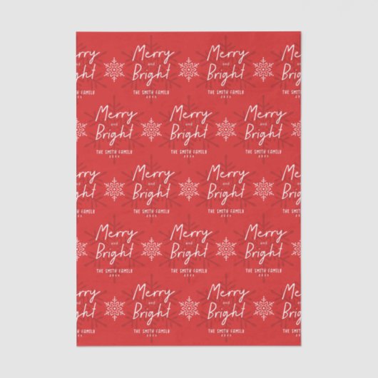 Papier Mousseline Modern Merry & Bright Script Snowflakes Christmas (Recto)