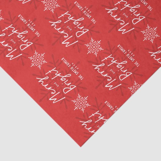 Papier Mousseline Modern Merry & Bright Script Snowflakes Christmas (Détail)