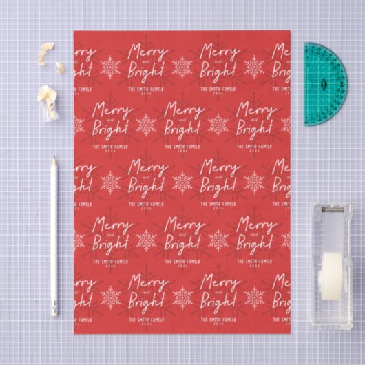 Papier Mousseline Modern Merry & Bright Script Snowflakes Christmas (Artisanat)