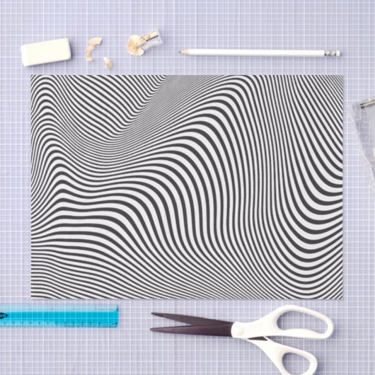 Papier Mousseline Modern Op Art Curves Waves Elegant Retro 70s  (Artisanat)