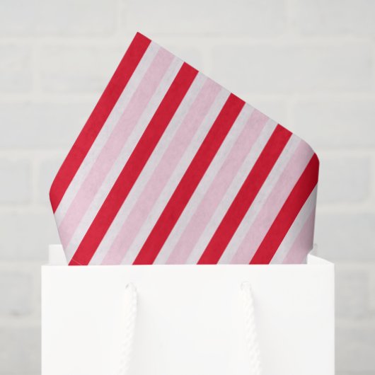 Papier Mousseline Modern Pink Red Striped Christmas (Sac cadeau)