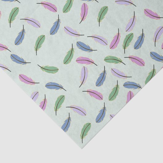 Papier Mousseline Modern Stylish Pastel Blue Feathers Pattern (Détail)