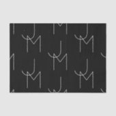 Papier Mousseline Moderne 2 Initiales Motif | Noir & Blanc (Recto)