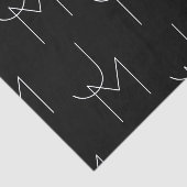 Papier Mousseline Moderne 2 Initiales Motif | Noir & Blanc (Détail)
