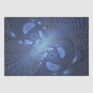 Papier Mousseline Moderne Abstrait tendance Dusk Blue Fractal Art