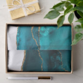 Papier Mousseline Moderne Design Turquoise Agate & Gold Ribbon sur B (Cadeau)