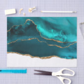 Papier Mousseline Moderne Design Turquoise Agate & Gold Ribbon sur B (Artisanat)