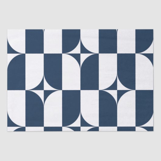 Papier Mousseline Moderne du milieu du siècle bleu et blanc (Recto)