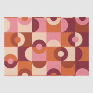 Papier Mousseline Moderne du milieu du siècle Demi-cercles Rose et o