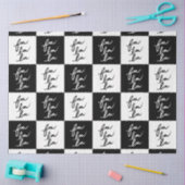 Papier Mousseline Moderne Elégant Blanc et Noir Fa La La Christmas (Artisanat)