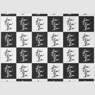 Papier Mousseline Moderne Elégant Blanc et Noir Fa La La Christmas