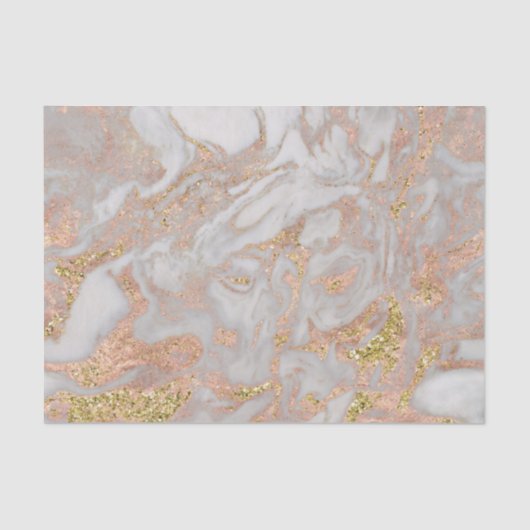 Papier Mousseline Moderne Faux Rose Gold Marble Swirl Chic (Recto)